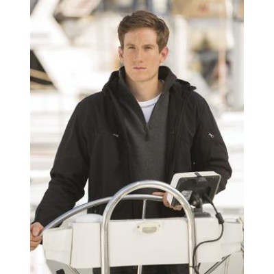 COAL HARBOUR® TEXTURED HOODED SOFT SHELL JACKET. J766