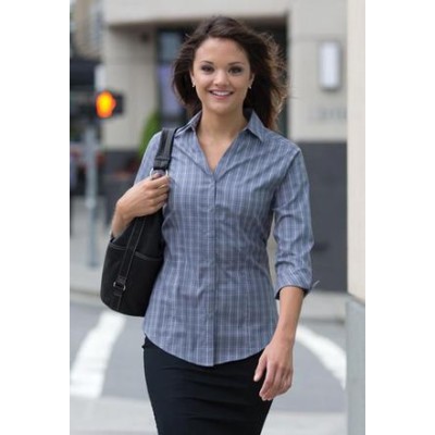 COAL HARBOUR® TATTERSALL CHECK WOVEN LADIE'S SHIRT. L6005