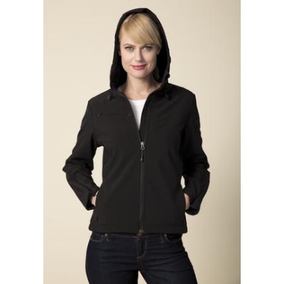 COAL HARBOUR® TEXTURED HOODED SOFT SHELL LADIES' JACKET. L766